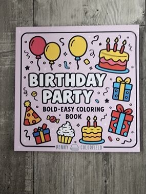 Birthday Party Bold Easy Coloring Book - Pink Cover